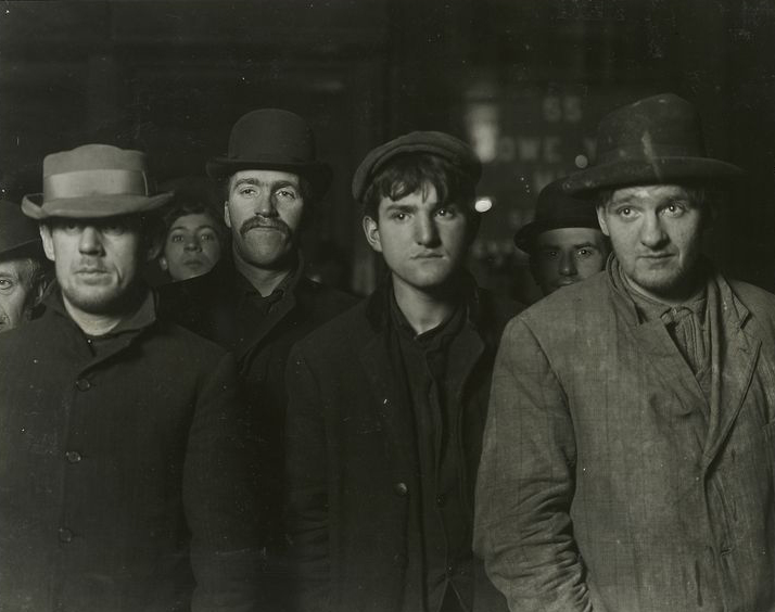 Men waiting in the Bread Line at the Bowery Mission, New York