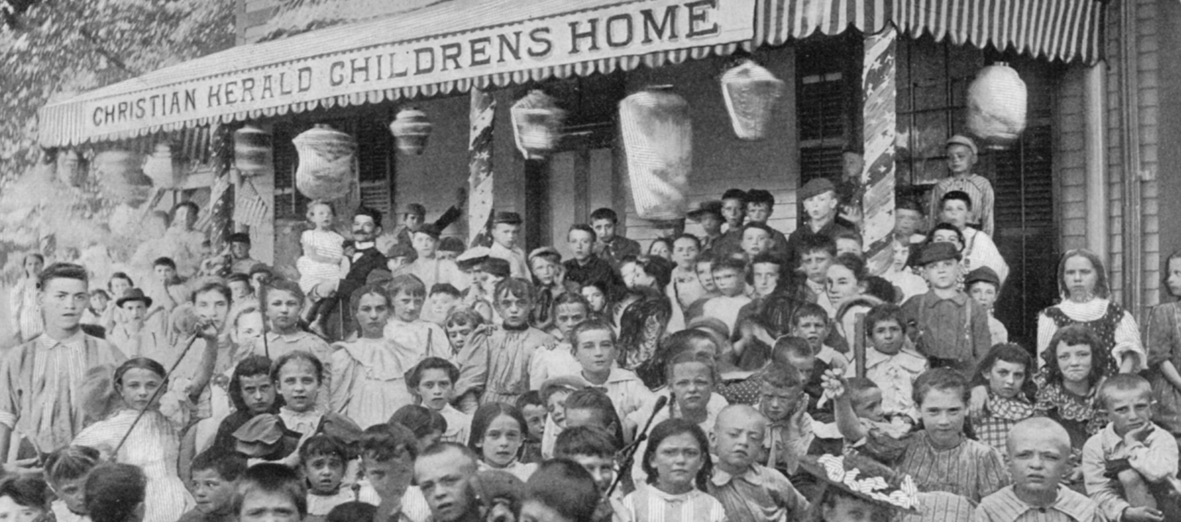 Children gathered outside of the Christian Herald Children's Home